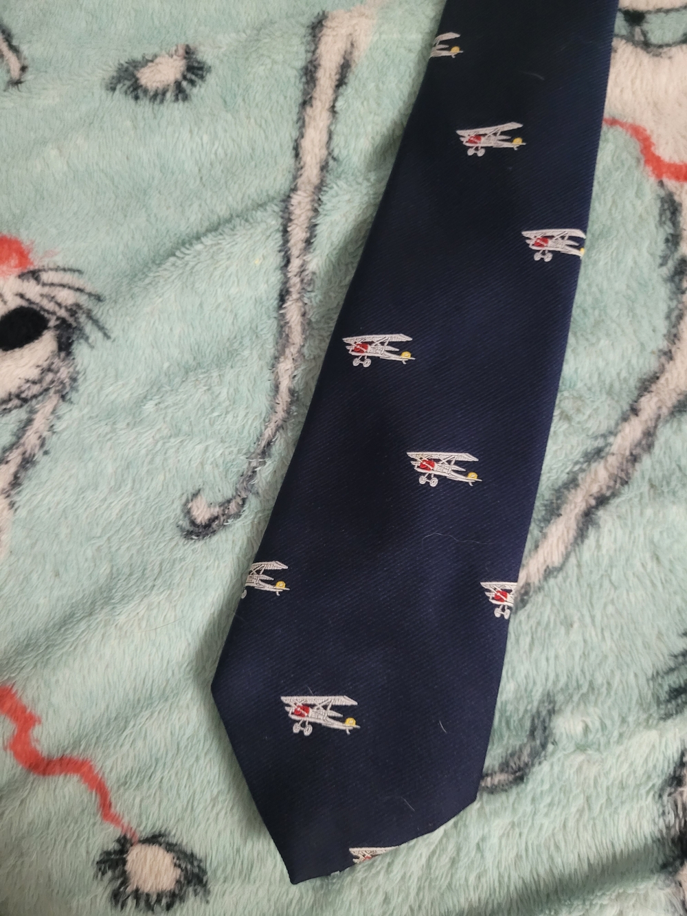 Appleseed's Navy Tie with Biplane Motif